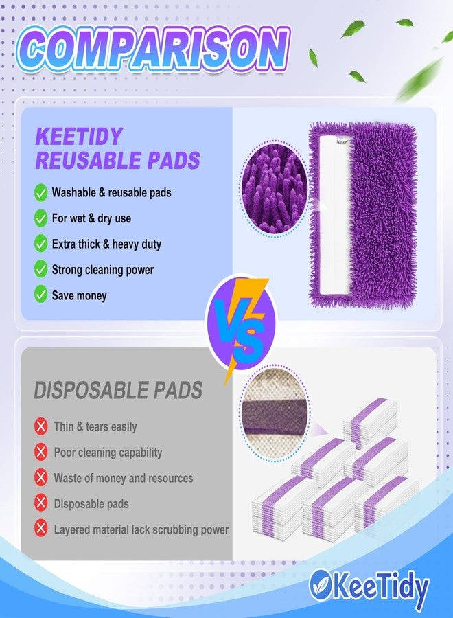KeeTidy Reusable Mop Pads Compatible with Swiffer Wet Jet Mop Refills Microfiber Mopping Pads Wet & Dry Use Mop Replacement Pad for Swiffer Wetjet Cleaning Supplies 5 Pack - Image 5